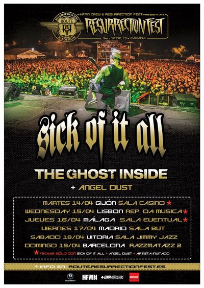 Route Resurrection Fest con Sick Of It All, Angel Dust y The Ghost Inside 