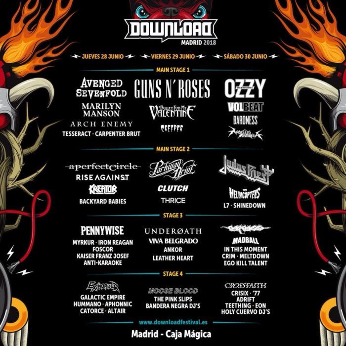 Horarios del Download Festival 2018 de Madrid