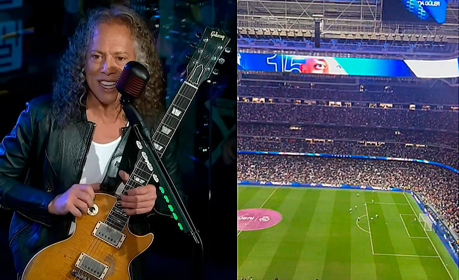 El Real Madrid usa a Metallica como banda sonora para presentar su alineación en un estadio a...